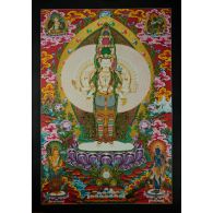 32.75"x23" Avalokiteshvara Thankga Painting