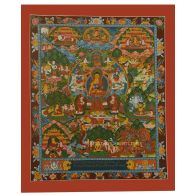 Bring tranquility and serenity into your home with the Buddha Life Story Thangka painting.