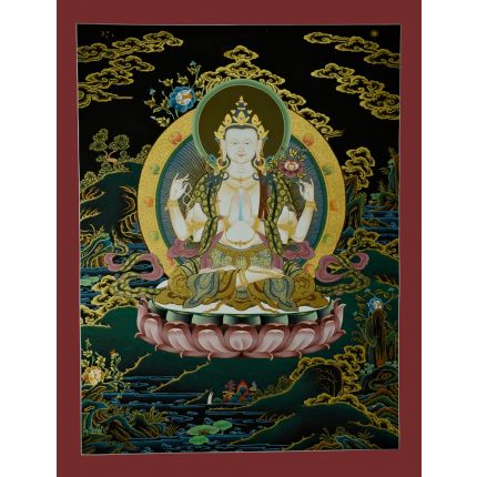 26.5"x20.5" Chenrezig Thangka Painting