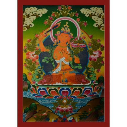 31"x22.5" Manjushiri Thangka Painting