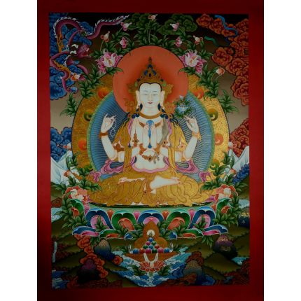 33.75"x25.5"Chenrezig Thangka Painting