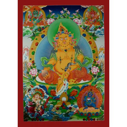 37.5”x27” Yellow Jambhala Thankga Painting