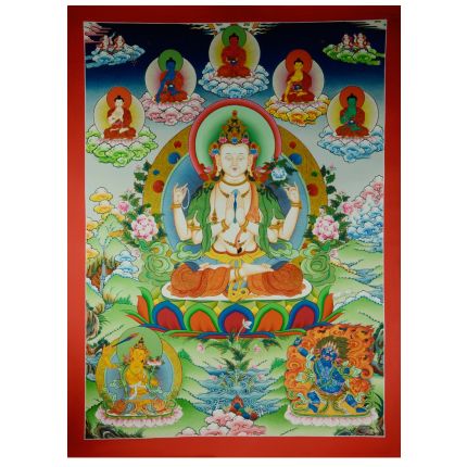 39"x29.25"Chenrezig Thangka Painting