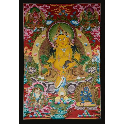 42.25"x29" Yellow Jambhala Thankga Painting