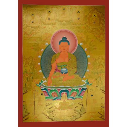 Gold Shakyamuni Buddha Thangka Painting