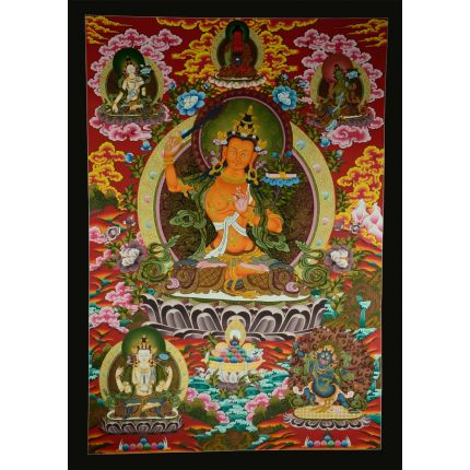 42.5"x30"   Manjushiri Thankga Painting