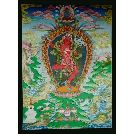 42”x31" Vajravarahi or Dorje Phagmo Thangka Painting
