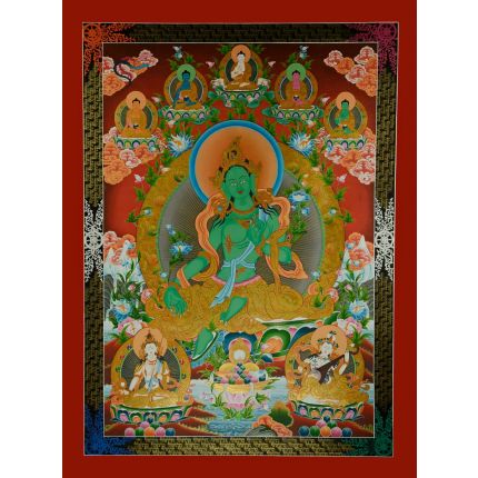 47.25" x 35.5 Green Tara Thangka Painting