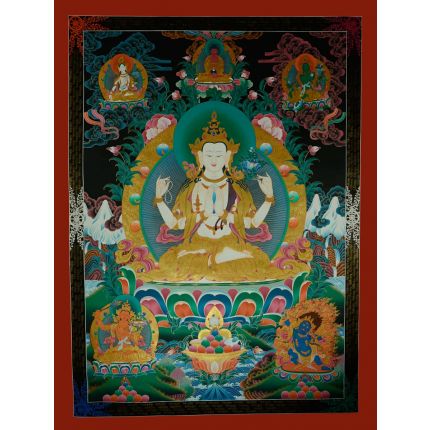 55"x42" Chenrezig Thangka Painting