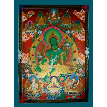 56"x41" Green Tara Thangka Painting