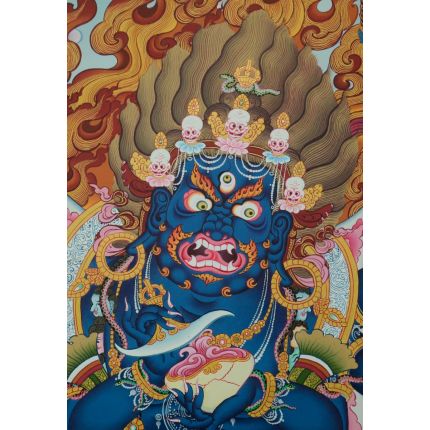 Black Mahakala Thangka (Six Armed Mahakala) 32.5"x22.5"