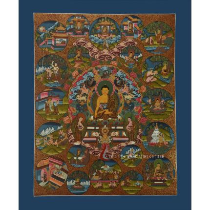 Buddha life Thangka represent life story of Gautama Buddha the founder of Buddhism 