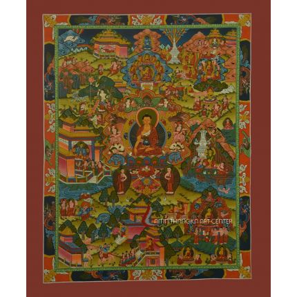 Hand painted Tibetan style Buddha Life Story Thanka painting 