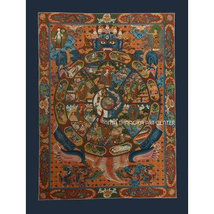Wheel of life Tibetan astrology calendar design Thangka.