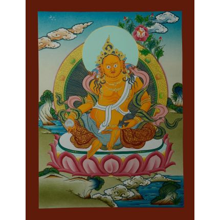 17.25”x13.25”  Yellow Jambhala Thankga Painting