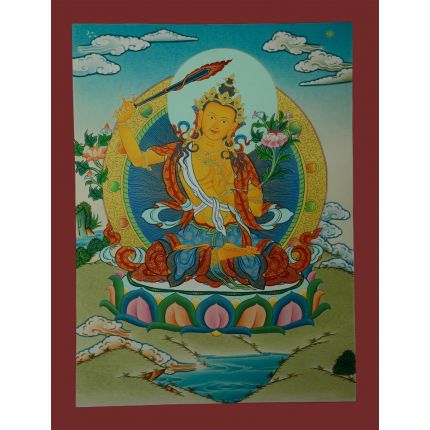 17.25"x13" Manjushiri Thankga Painting