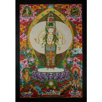 32.75"x23" Avalokiteshvara Thankga Painting
