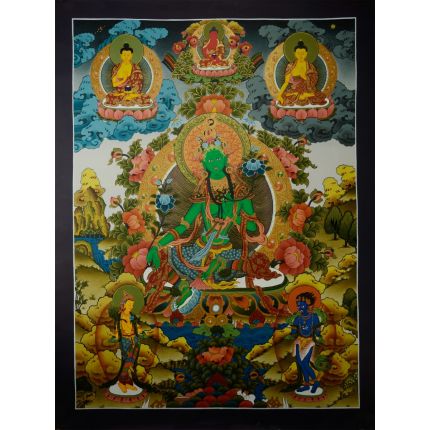 33”x24.75" Green Tara Thangka Painting