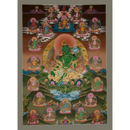 42.5”x30.5”  21 Tara Thangka Painting