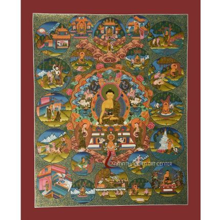 Traditional Buddhist Tibetan style Buddha Life Story Thanka painting 